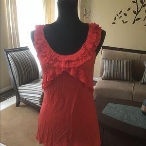 Tangerine Orange Ruffle Tank Top